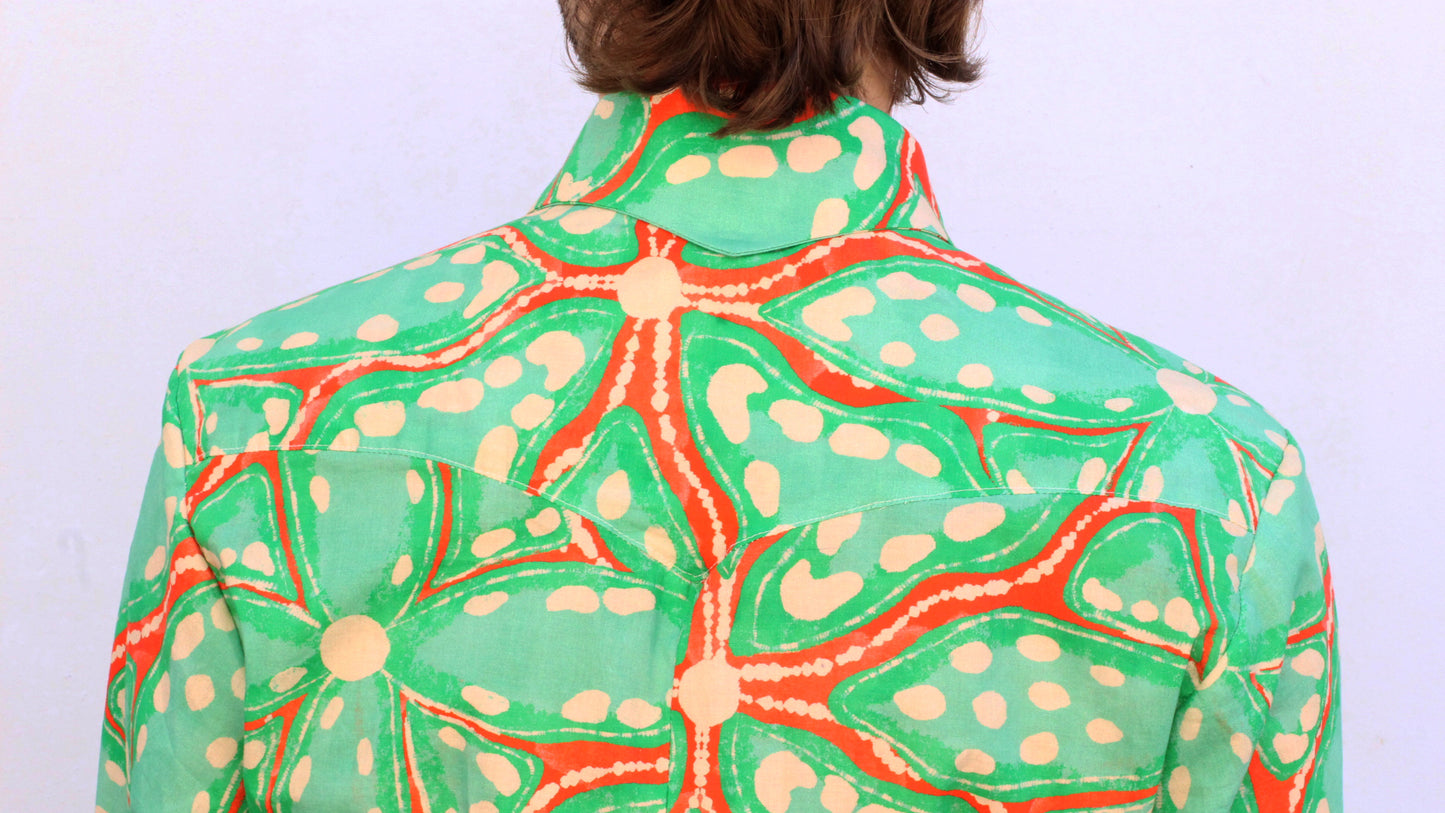 Green and Red Leafy Spanish Cotton Long Sleeve