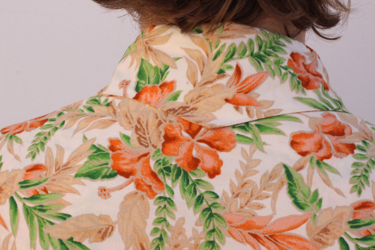 Orange Floral Viscose Short Sleeve Shirt