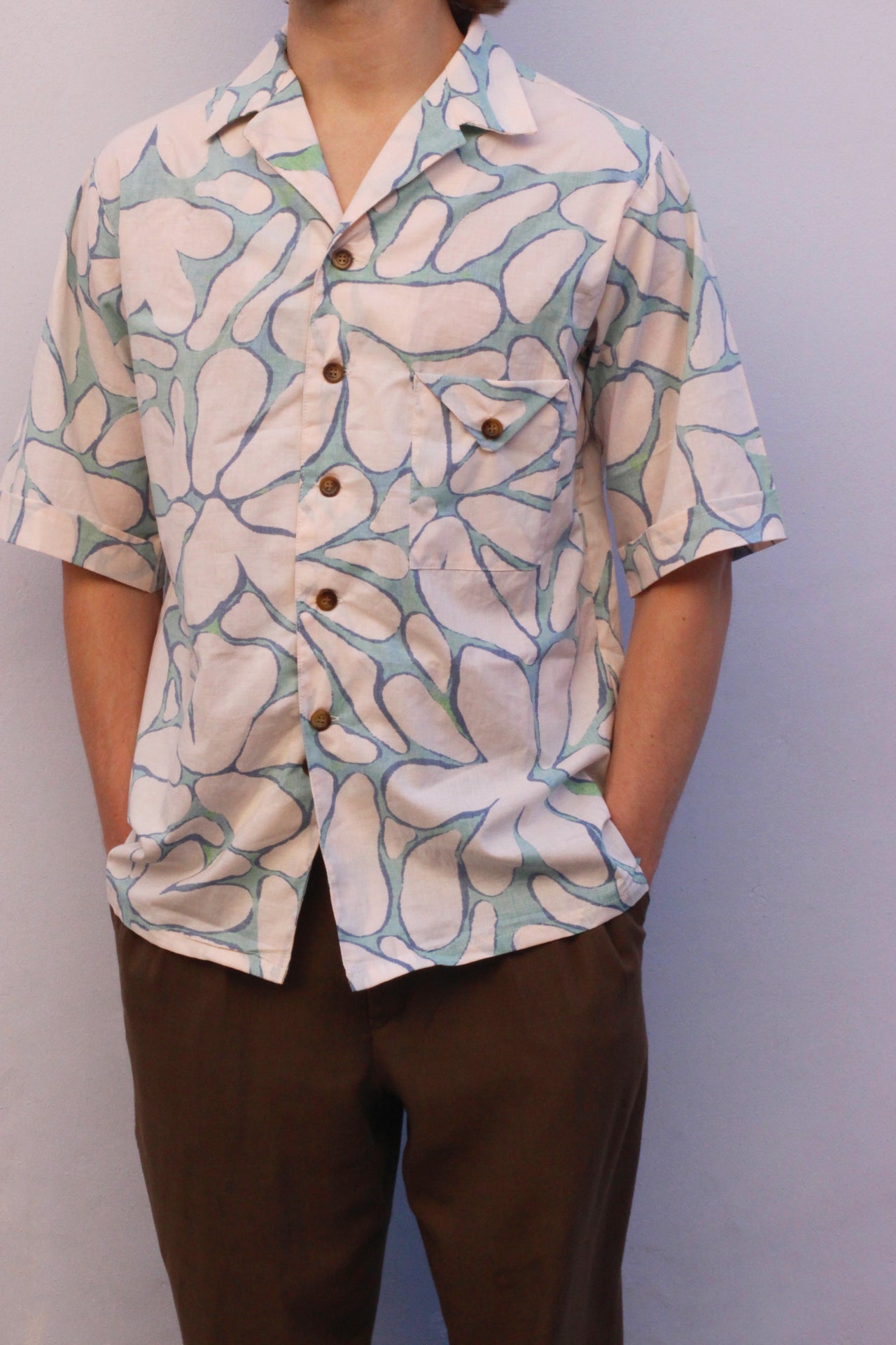 Cream Blue Cotton Bowler