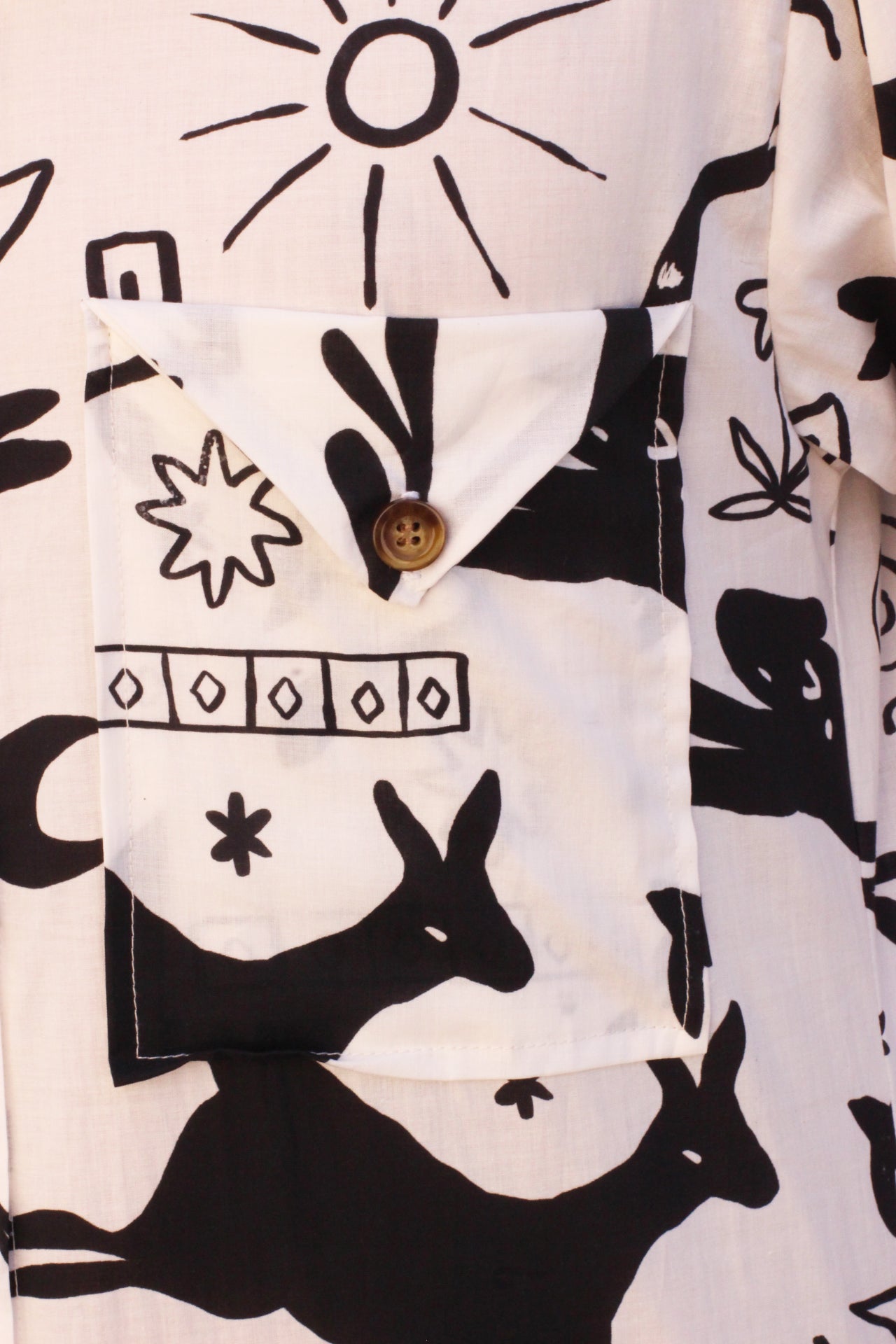 White and Black Cave Art Spanish Cotton Shirt
