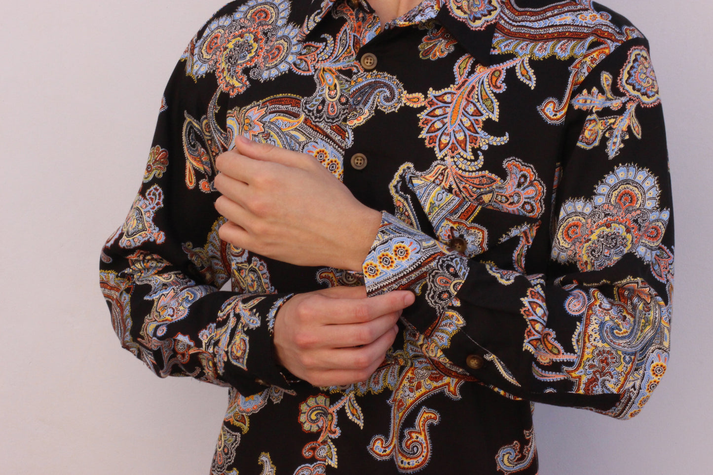 Black Retro Paisley Viscose Shirt