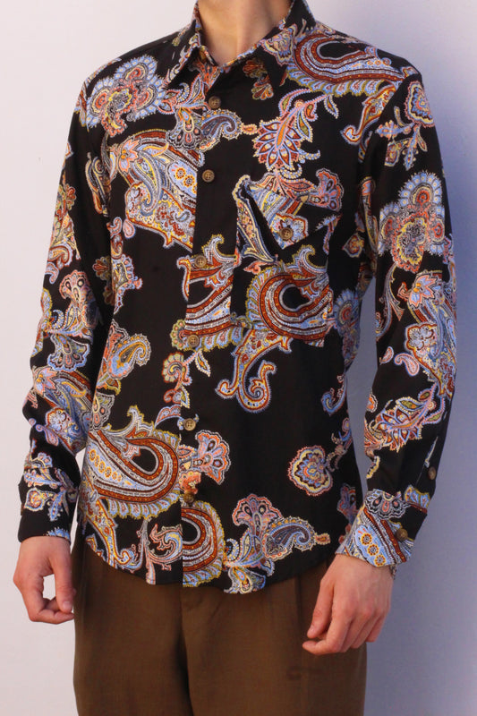 Black Retro Paisley Viscose Shirt