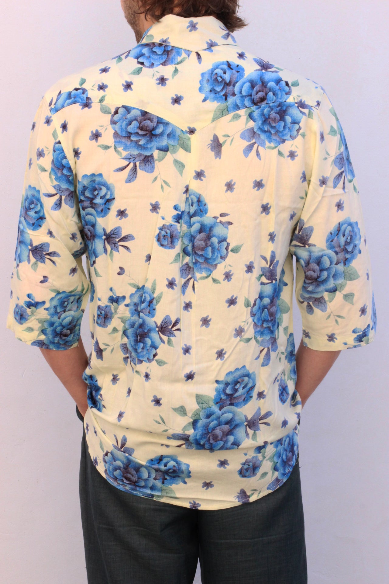 Cream Blue Viscose Bowler