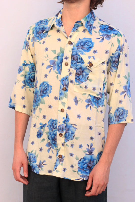 Cream Blue Viscose Bowler