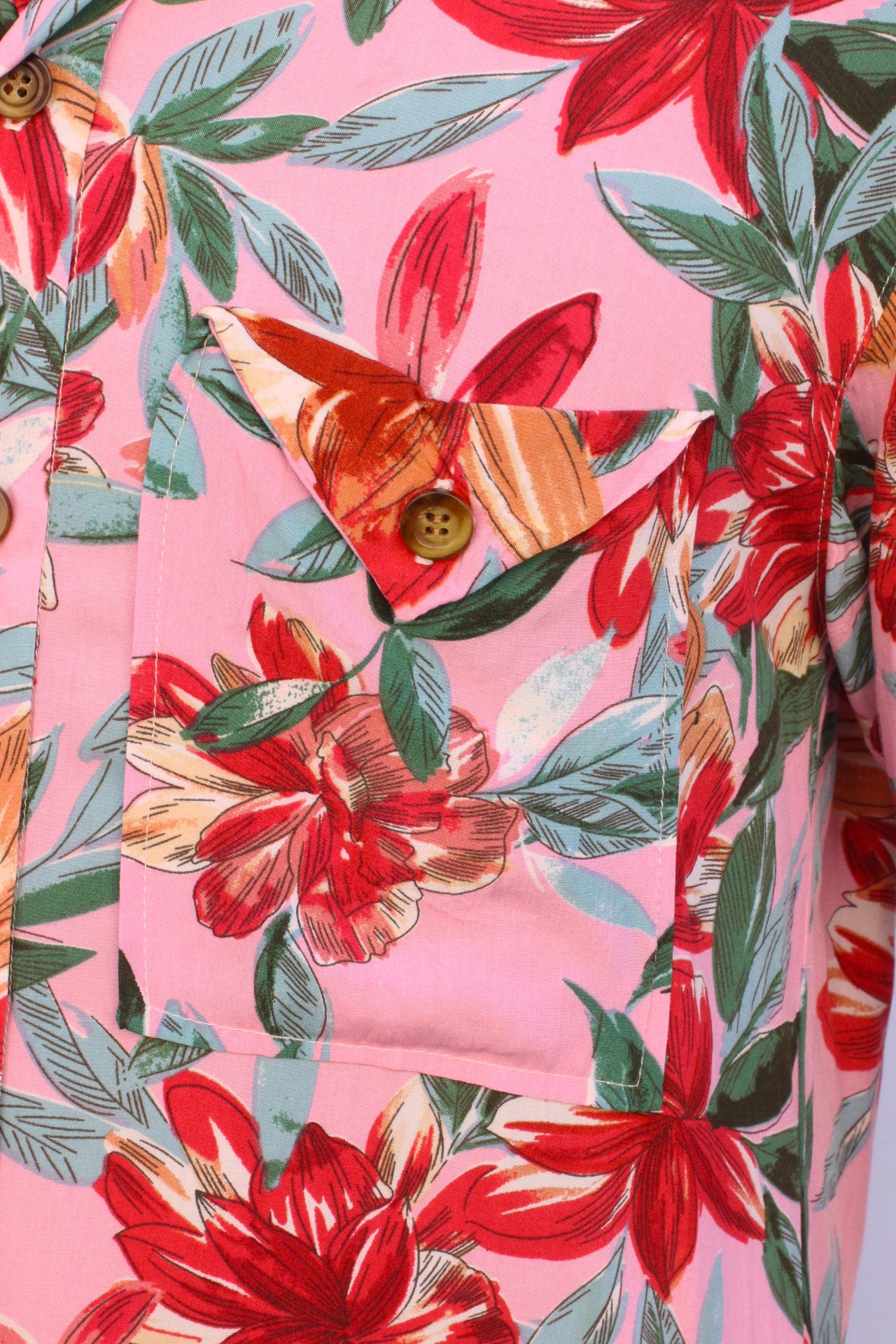 Pink Floral Viscose Long Sleeve