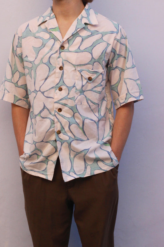 Cream Blue Cotton Bowler